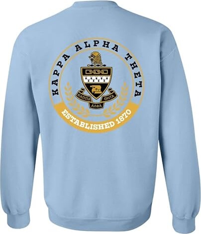 Kite and Crest Kappa Alpha Theta Sweatshirt - Theta Crested Tradition Sorority Crewneck Sweatshirt Light Blue