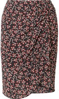 Thumbnail for your product : Isabel Marant Livia Draped Printed Silk Crepe De Chine Mini Skirt - Black