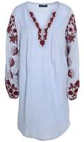 Antik Batik Embroidered Pintucked Cotton-Gauze Mini Dress