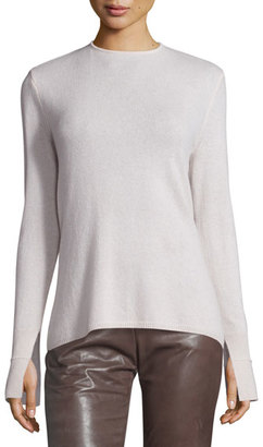Halston Long-Sleeve Cowl-Back Cashmere Sweater