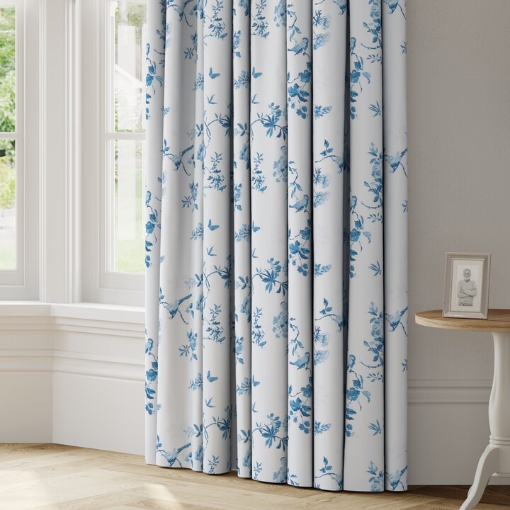 Dunelm Birds and Roses Made to Measure Curtains Blue/White ShopStyle