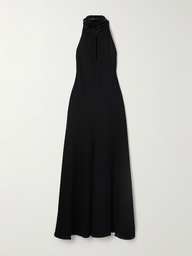 Alaia Cut-out Embellished Leather-trimmed Crepe Midi Dress - Black