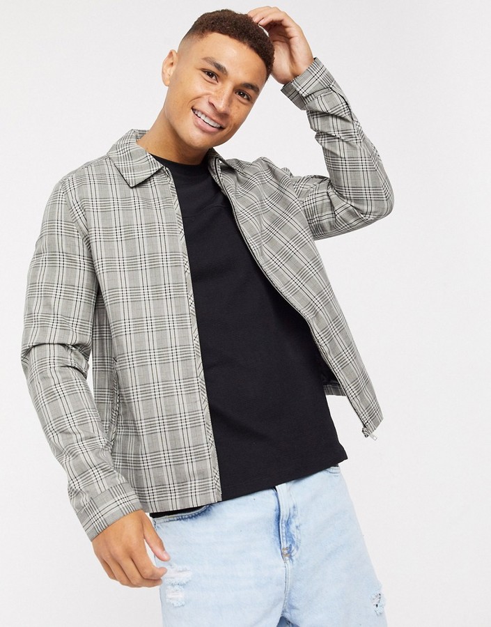 mens checked harrington jacket