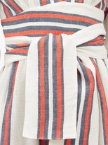 Thumbnail for your product : Three Graces London Charita V-neck Striped Linen Wrap Dress - Red Stripe