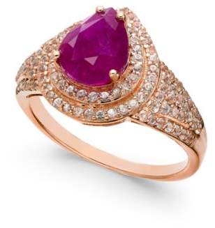 Macy's Certified Ruby (2 ct. t.w.) & White Sapphire (3/4 ct. t.w.) Ring in 14k Rose Gold, Created for