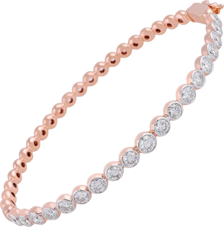 Spectrum Jewels 2.5 Carat Bezel Set Si/h Diamond Bangle Bracelet 14 Karat Rose Gold