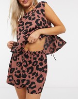 Thumbnail for your product : ASOS DESIGN mix and match modal animal pyjama short in brown