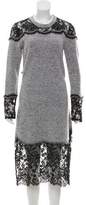 Thumbnail for your product : Thakoon Knit Lace Accented Long Sleeve Midi Dress