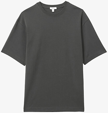 Reiss Mens Washed Black Tate Oversized-Fit Cotton-Jersey T-Shirt M