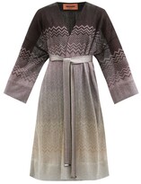 Thumbnail for your product : Missoni Belted Zigzag-lamé Cardigan - Silver