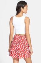 Thumbnail for your product : Lily White Floral Print Button Front Skirt (Juniors)