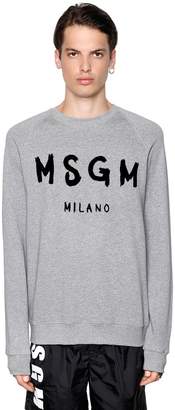 MSGM Vinyl Logo Printed Cotton Sweatshirt