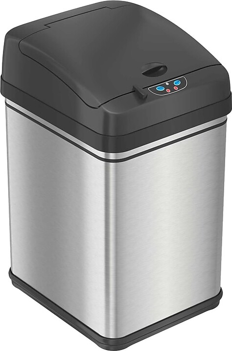 iTouchless Stainless Steel Sensor Trash Can with Locking Lid and AbsorbX Odor Control, Silver, 8 gal. (DZT08PL)