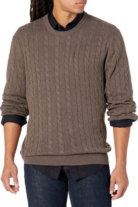Essentials Men's Crewneck Cable Cotton Sweater 