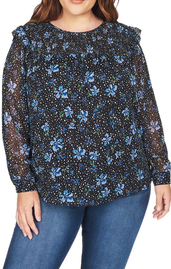 Daniel Rainn Mixed Print Smocked Yoke Top ShopStyle