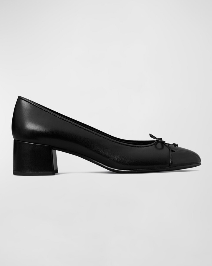 Tory Burch Mixed Leather Cap-Toe Ballerina Pumps