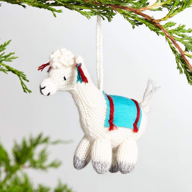 Crate & Barrel Alpaca White Llama Ornament
