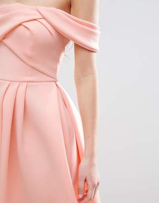 Bardot DESIGN Fold Detail Bardot Scuba Prom Dress