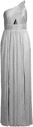 Aidan by Aidan Mattox Metallic One-Shoulder Knit Gown