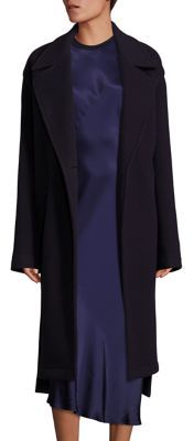 DKNY One-Button Front Wool-Blend Overcoat