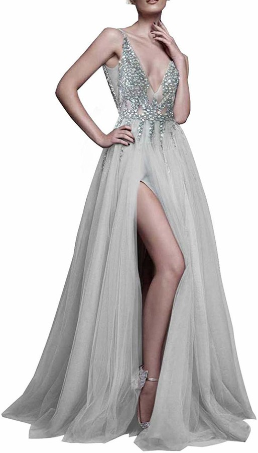 gray evening dress