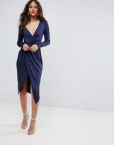 Thumbnail for your product : Asos Tall Long Sleeve Wrap Front Midi Dress