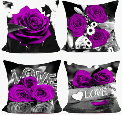 BRBCA Floral Bloom Decorative Pillow Covers - Rose Couch Bed Living Room Outdoor Spring Summer Cases