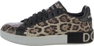 Dolce & Gabbana Leather Animal Print Sneakers