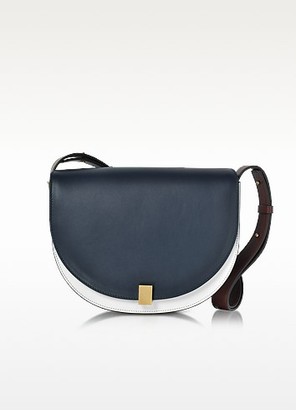 Victoria Beckham Navy Blue, White and Ebony Half Moon Box Shoulder Bag