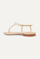 Thumbnail for your product : Rene Caovilla Faux Pearl-embellished Leather Sandals - Gold