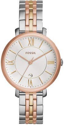 Fossil Women's Jacqueline Tri-Tone Stainless Steel Bracelet Watch 36mm ES3844