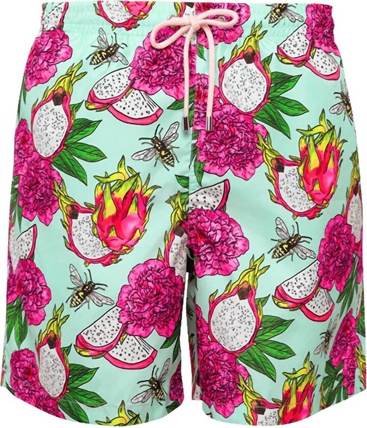 Lia Sahara Men's Patterned Swim Shorts In Pitaya
