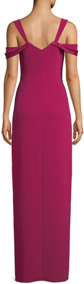 Halston Cold-Shoulder Fitted Crepe Gown