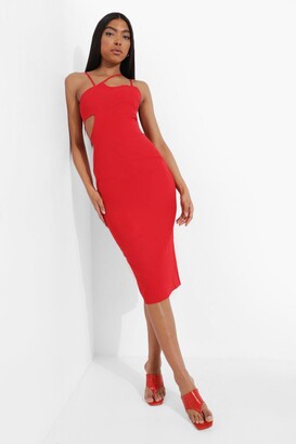red lace midi dress spaghetti straps