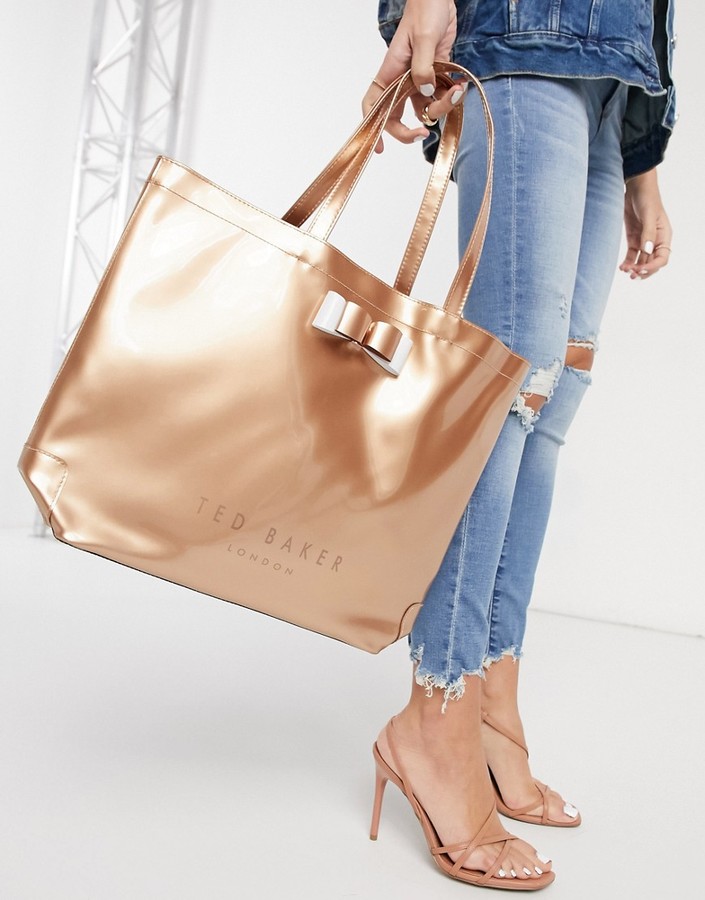 Ted Baker Hanacon bow large icon bag in rose gold - ShopStyle