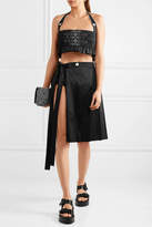 Thumbnail for your product : Miu Miu Embroidered Smocked Cotton Shorts - Black
