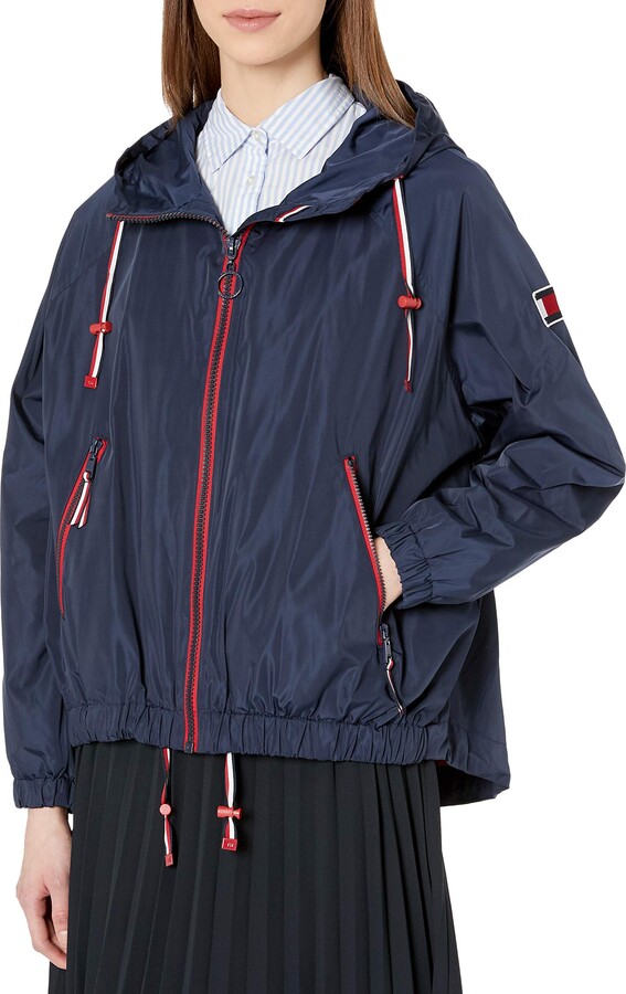 moncler blue alshat hooded shell jacket
