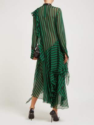 Petar Petrov Dike Striped Silk-chiffon Dress - Womens - Black Green