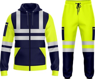 LUXE DIVA Hi Vis Visibility 3/4 Zip Mens Long Sleeve Waterproof Rain H - View #7