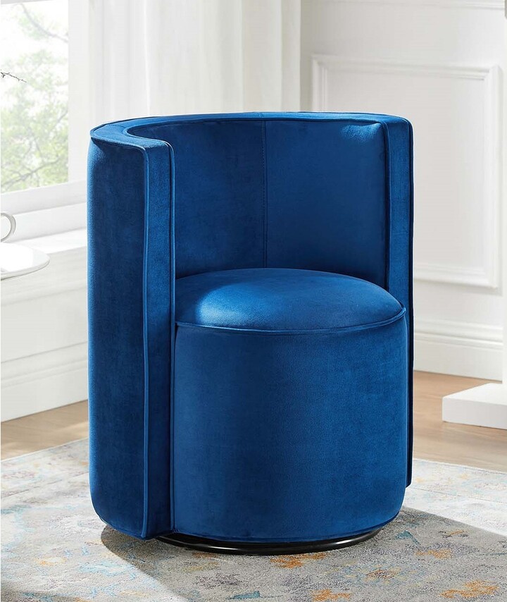 Kerman Sleek Modern Blue Velvet Upholstered Swivel Accent Chair