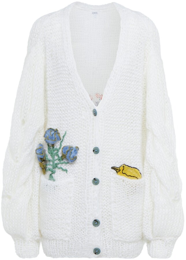 Loewe Embroidered mohair-blend cardigan - ShopStyle