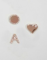 Thumbnail for your product : Johnny Loves Rosie Heart Pin Set With Initial A