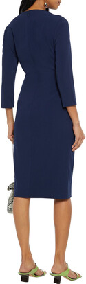 Badgley Mischka Button-embellished Stretch-crepe Dress
