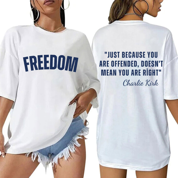 Dshztooma Justice for Charlie Kirk Freedom Print T Shirt Men Women Fashion High Quality Cotton T Shirts Oversized Casual Classic T-shirt
