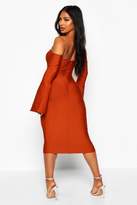 Thumbnail for your product : boohoo Boutique Contouring Bandage Cupped Flared Sleeve Midi Dress