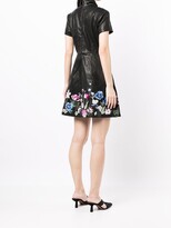Thumbnail for your product : Shanghai Tang Floral-Embroidered Leather Shirt Dress