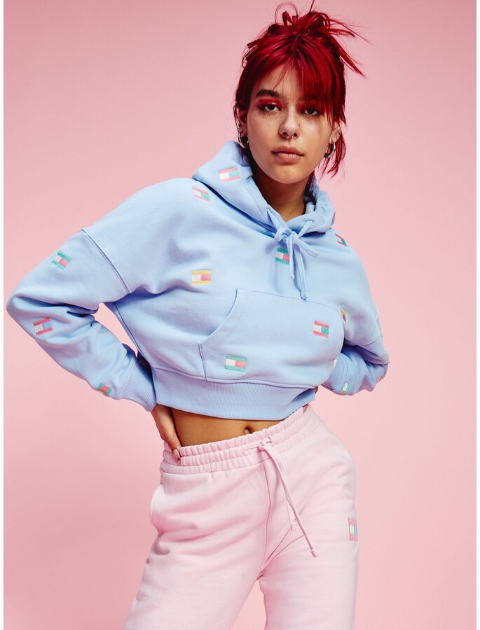 Tommy Hilfiger Recycled Pastel Allover Embroidered Cropped Hoodie -  ShopStyle