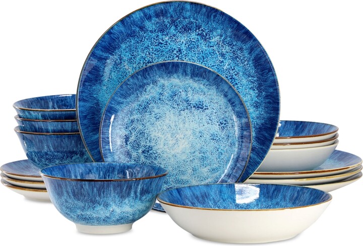 Elama Double Bowl 16 Pc. Dinnerware Set Service for 4