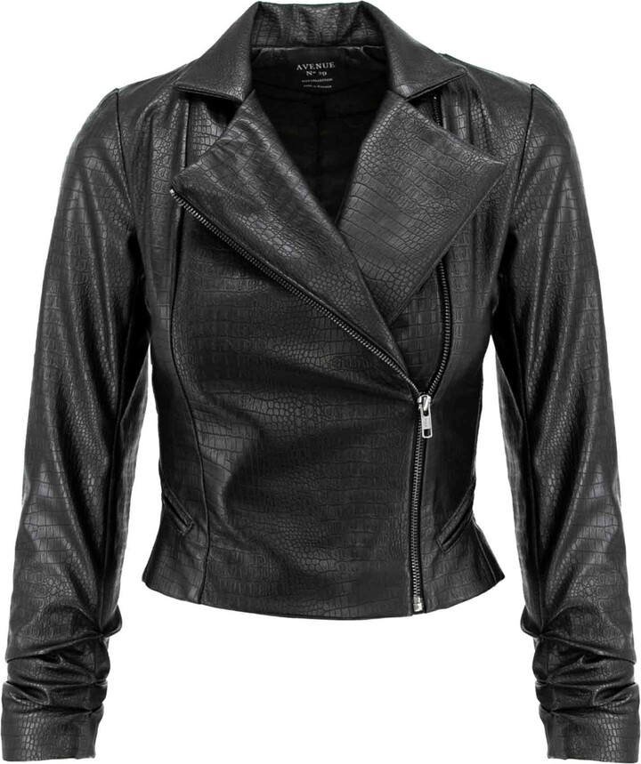 AVENUE No.29 Double Breasted Eco Leather Jacket With Zipper ShopStyle