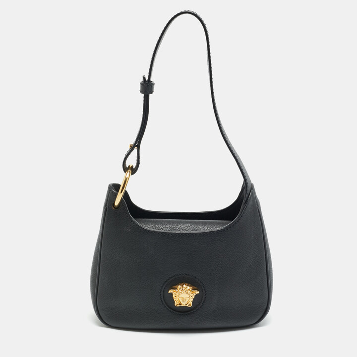 Versace La Medusa Mini Black Leather Hobo